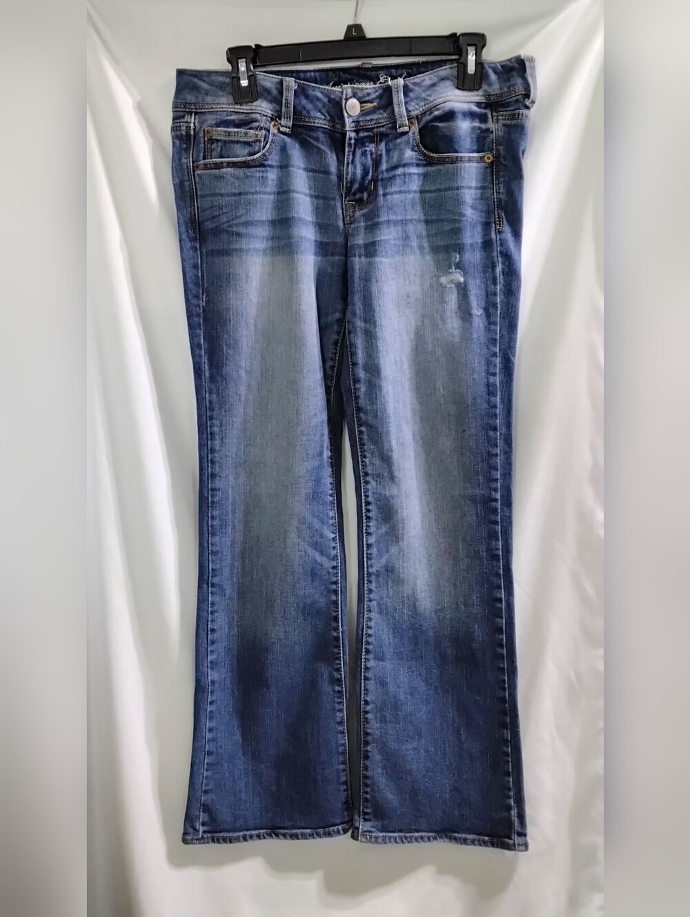 American Eagle Slim Boot Jeans Womens 8 Short Blue Bootcut Distressed